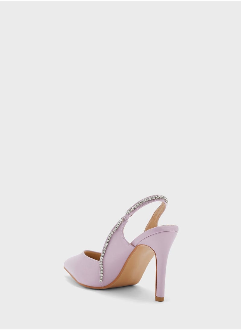 Ella Limited Edition - Diamante Edge Slingback Pointed Pump - Image 1