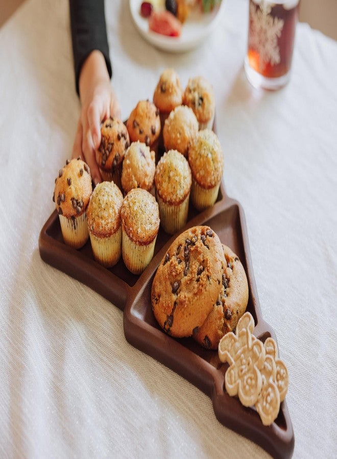Picnic TIME Christmas Tree Serving Tray, Holiday Appetizer Tray, Wooden Charcuterie Board, (Stained Parawood) - Image 2