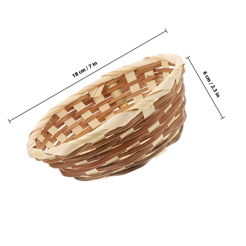 Handwoven Wicker Bread Basket Set 7 Inch Round 6 Pieces Kitchen Storage Display - Image 3
