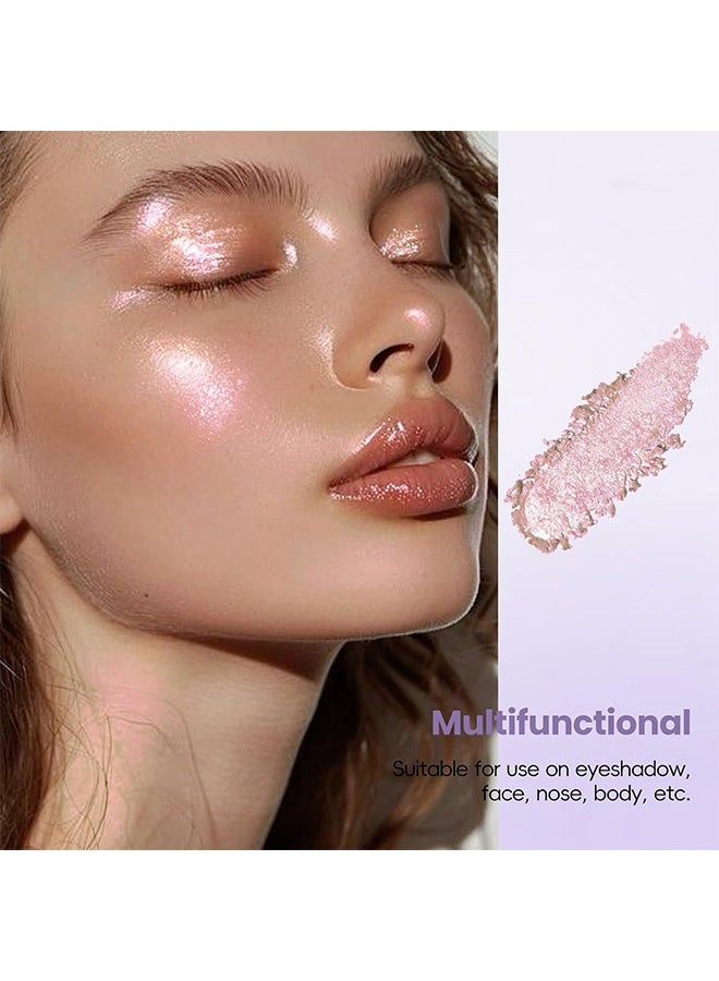 XIXI Bulb's Plan Eyeshadow, Holographic Light Pink Glitter Eyeshadow, Multichrome Shimmer Color Shifting Single Eyeshadow, Chameleon Metallic Iridescent Eye Shadow Palette Bouncy Texture Fairy Highlighter Makeup #02 - Image 4