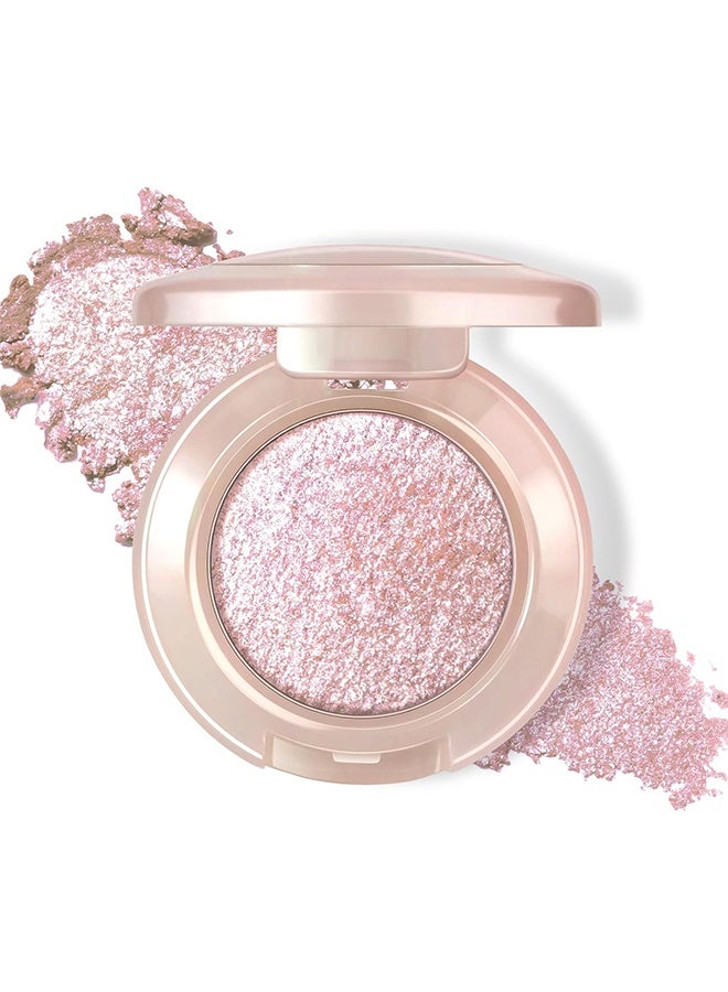 XIXI Bulb's Plan Eyeshadow, Holographic Light Pink Glitter Eyeshadow, Multichrome Shimmer Color Shifting Single Eyeshadow, Chameleon Metallic Iridescent Eye Shadow Palette Bouncy Texture Fairy Highlighter Makeup #02 - Image 1