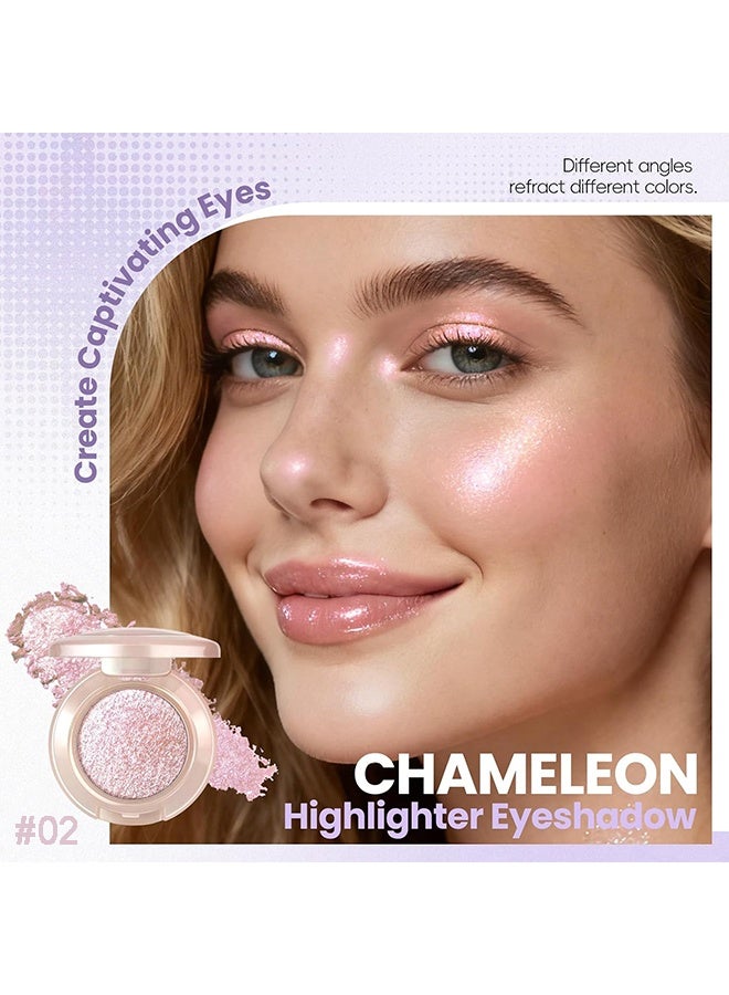XIXI Bulb's Plan Eyeshadow, Holographic Light Pink Glitter Eyeshadow, Multichrome Shimmer Color Shifting Single Eyeshadow, Chameleon Metallic Iridescent Eye Shadow Palette Bouncy Texture Fairy Highlighter Makeup #02 - Image 2