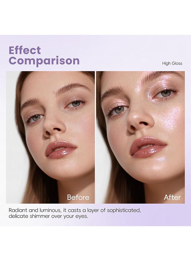 XIXI Bulb's Plan Eyeshadow, Holographic Light Pink Glitter Eyeshadow, Multichrome Shimmer Color Shifting Single Eyeshadow, Chameleon Metallic Iridescent Eye Shadow Palette Bouncy Texture Fairy Highlighter Makeup #02 - Image 5