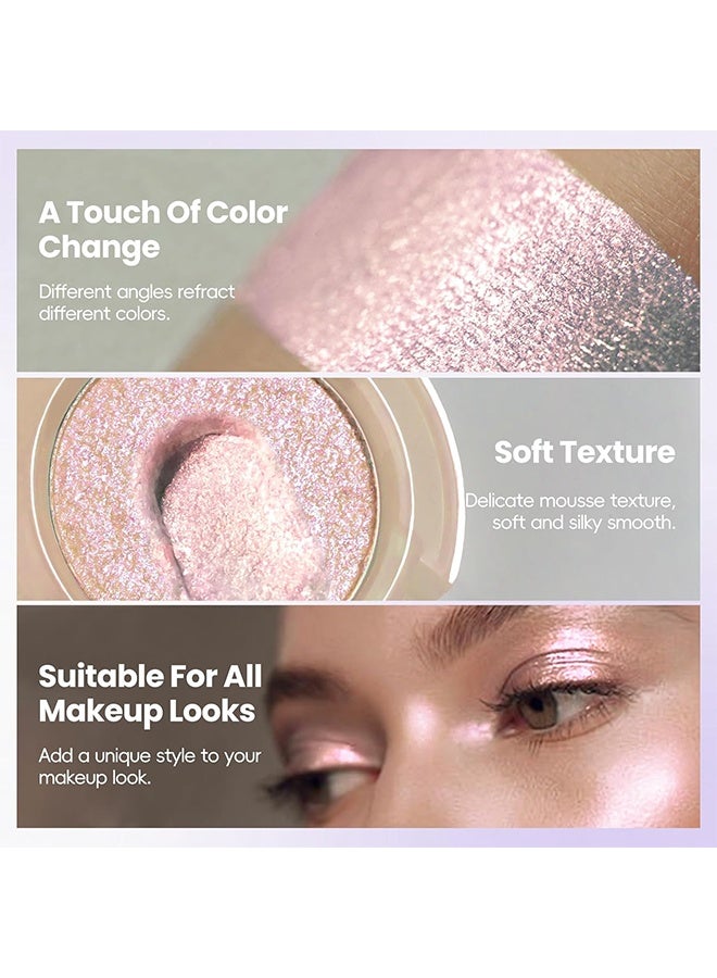 XIXI Bulb's Plan Eyeshadow, Holographic Light Pink Glitter Eyeshadow, Multichrome Shimmer Color Shifting Single Eyeshadow, Chameleon Metallic Iridescent Eye Shadow Palette Bouncy Texture Fairy Highlighter Makeup #02 - Image 3