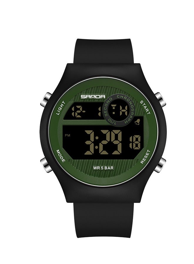 Sanda Men's LED Luminous Display Waterproof 50m Watch Silicone Strap 48MM Black - Image 1