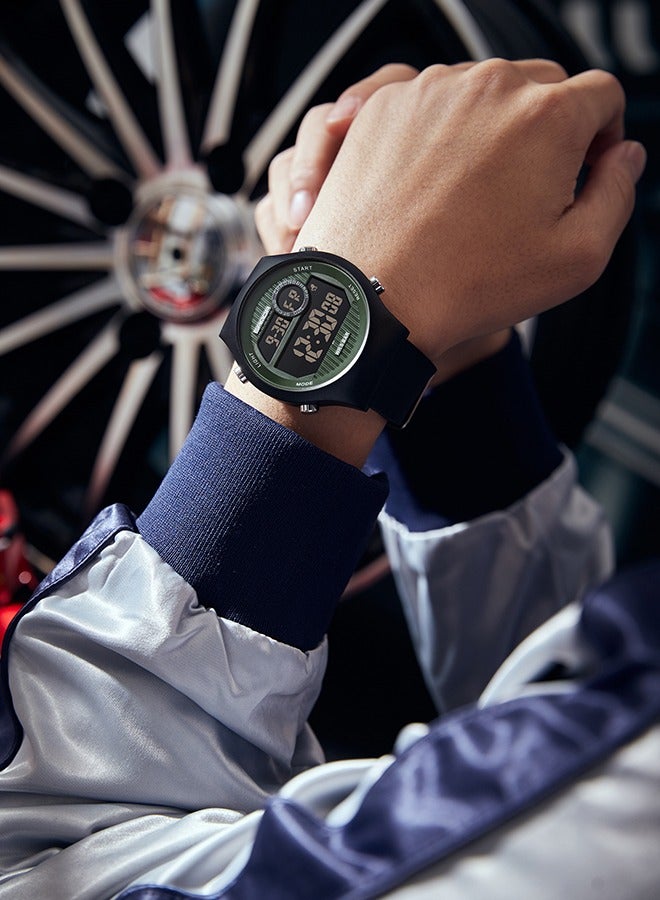 Sanda Men's LED Luminous Display Waterproof 50m Watch Silicone Strap 48MM Black - Image 5