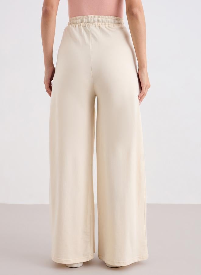 Styli Beige Wide Leg Jogger with Pleat Detail - Image 4