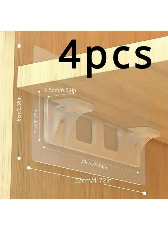 4pcs Strong Plastic Shelf Support Pegs Self Adhesive Cabinet Clips Bookshelf Organizer - Image 1