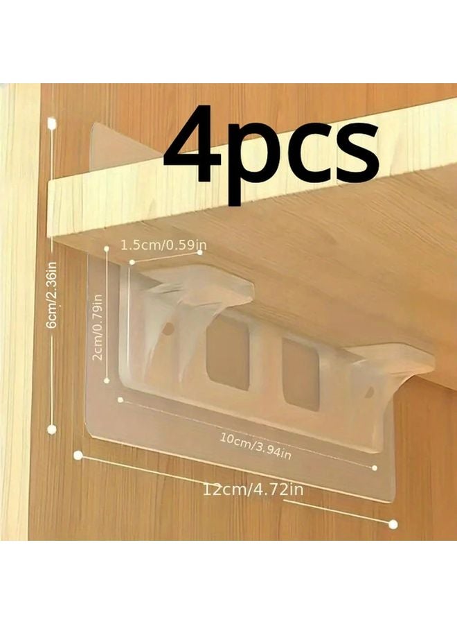 4pcs Strong Plastic Shelf Support Pegs Self Adhesive Cabinet Clips Bookshelf Organizer - Image 4