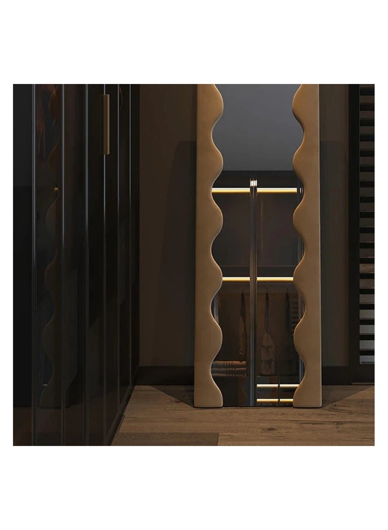 AWD مرآة كاملة الطول متموجة، إطار بني، مرآة قائمة مستطيلة، مرآة طويلة مع قاعدة لمرآة التسريحة. 170 سم ارتفاع x 70 سم عرض. - Image 1