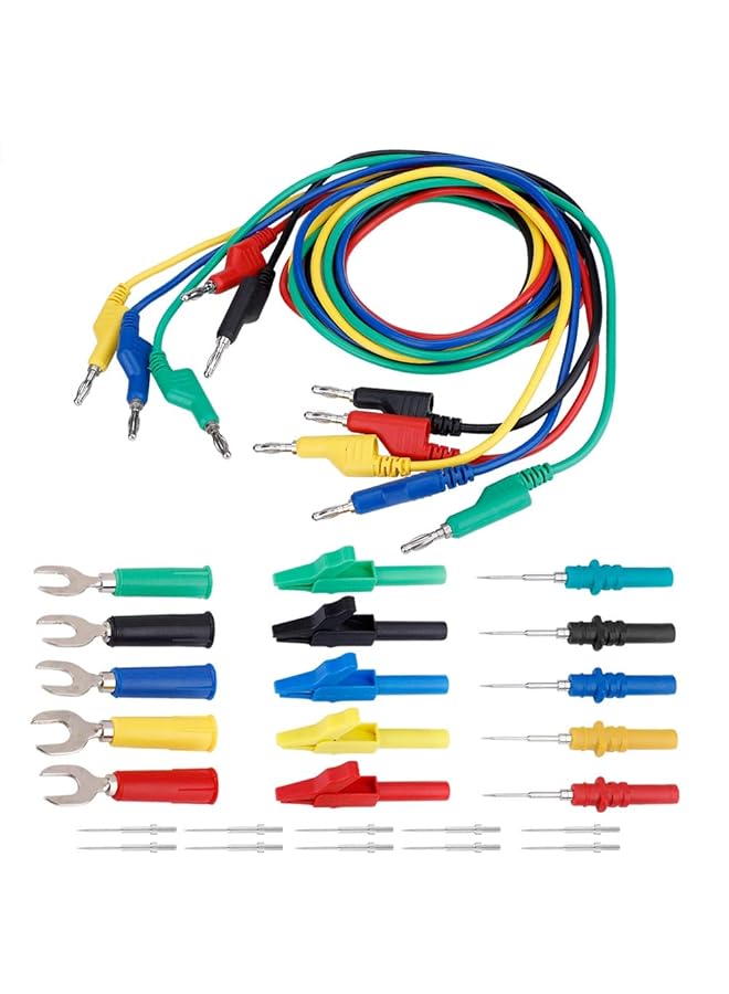 PROMASS Banana Plug Test Kit 4mm Colorful Silicone Banana to Banana Plug Test Kit for Multimeter Clip & U-type Probe(P1036B)  - Image 1