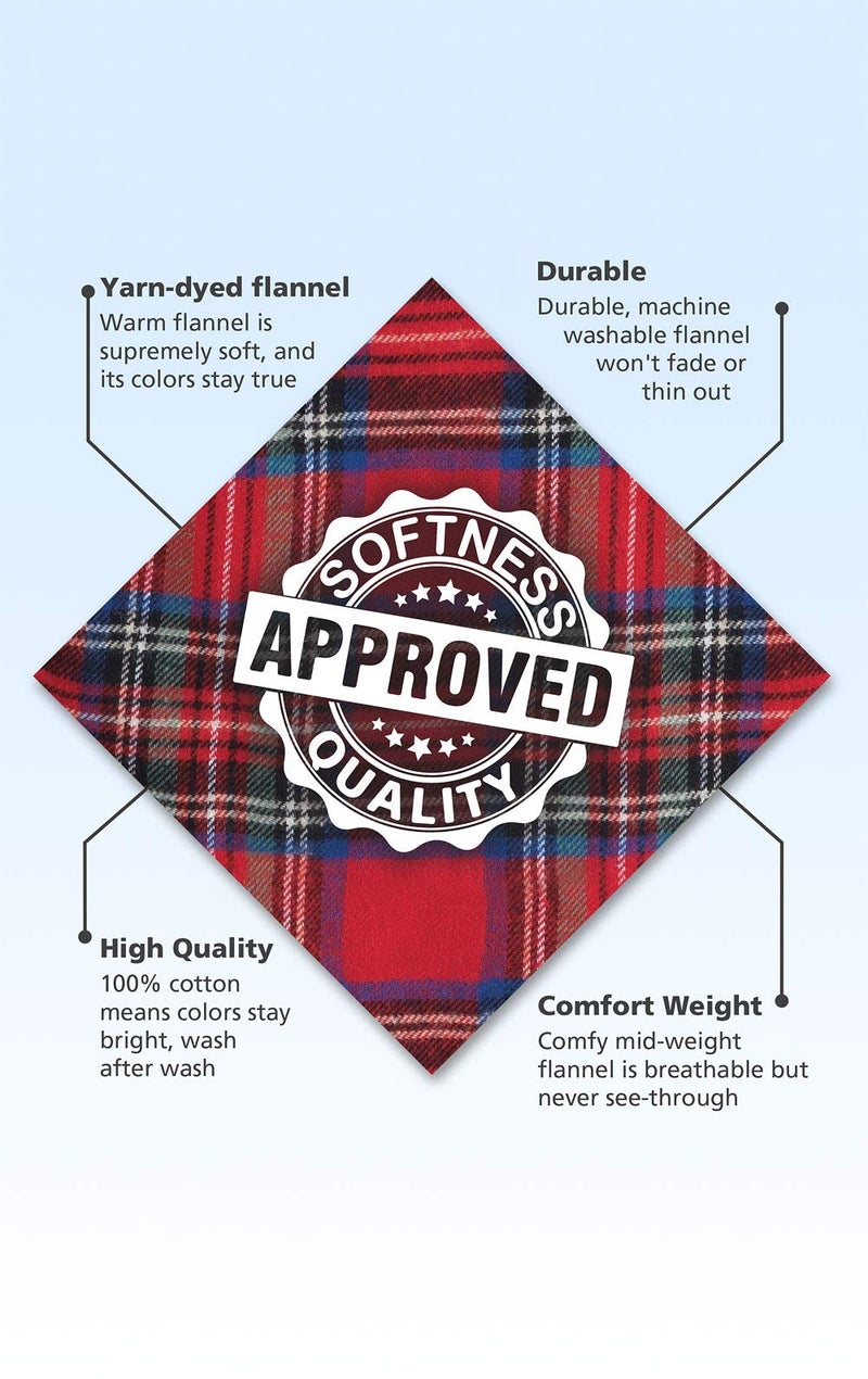 PajamaGram Flannel Nightgown - Women Nightgown, Red Stewart Plaid, MD - Image 5