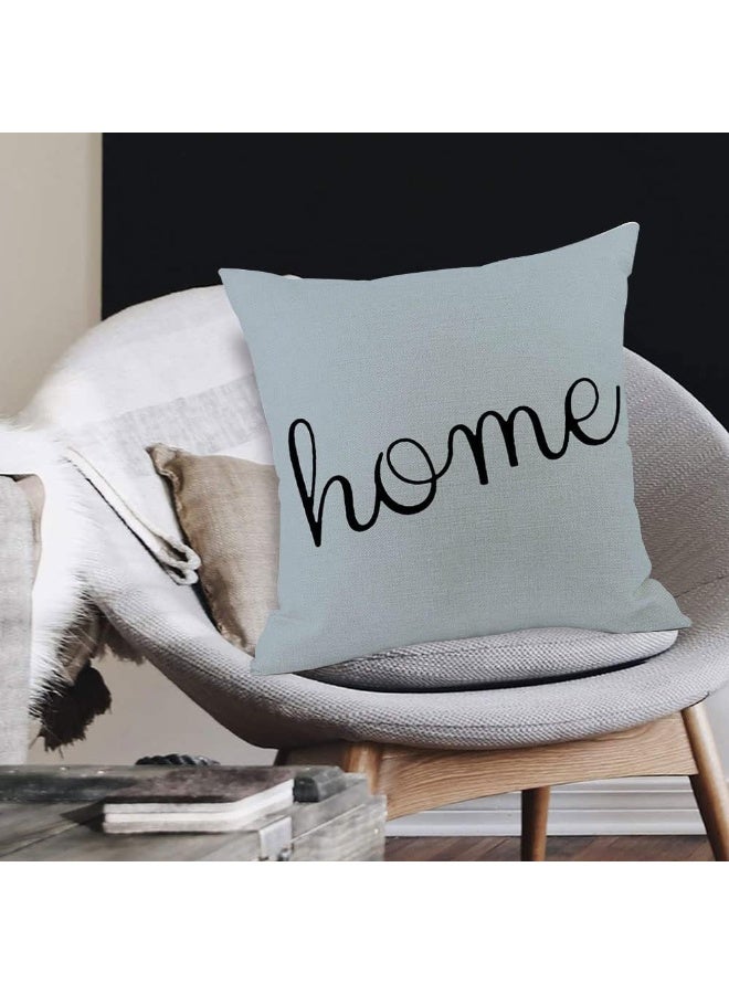 Home Care Throw Pillow Covers 4 Pack 45x45cm Cotton Linen Modern Geometric Square Pillowcases for Couch Sofa Chair Bedroom Home Decor Blue - Image 2