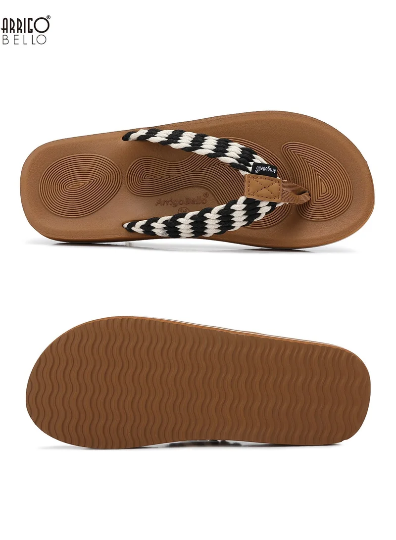 ARRIGO BELLO black Women's Summer Comfort Flip Flops - Stylish Thong Sandals with Non-Slip Rubber Sole for Beach, Walking & Daily Outings for Women | Best Price UAE