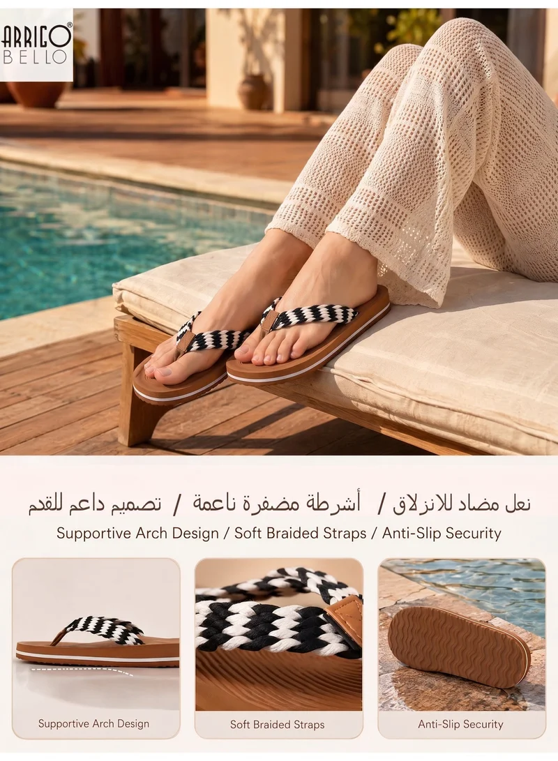 ARRIGO BELLO black Women's Summer Comfort Flip Flops - Stylish Thong Sandals with Non-Slip Rubber Sole for Beach, Walking & Daily Outings for Women | Best Price UAE