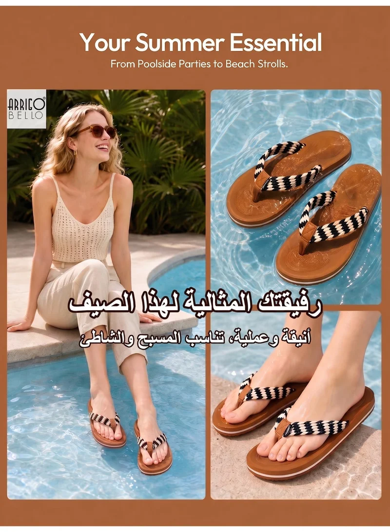 ARRIGO BELLO black Women's Summer Comfort Flip Flops - Stylish Thong Sandals with Non-Slip Rubber Sole for Beach, Walking & Daily Outings for Women | Best Price UAE