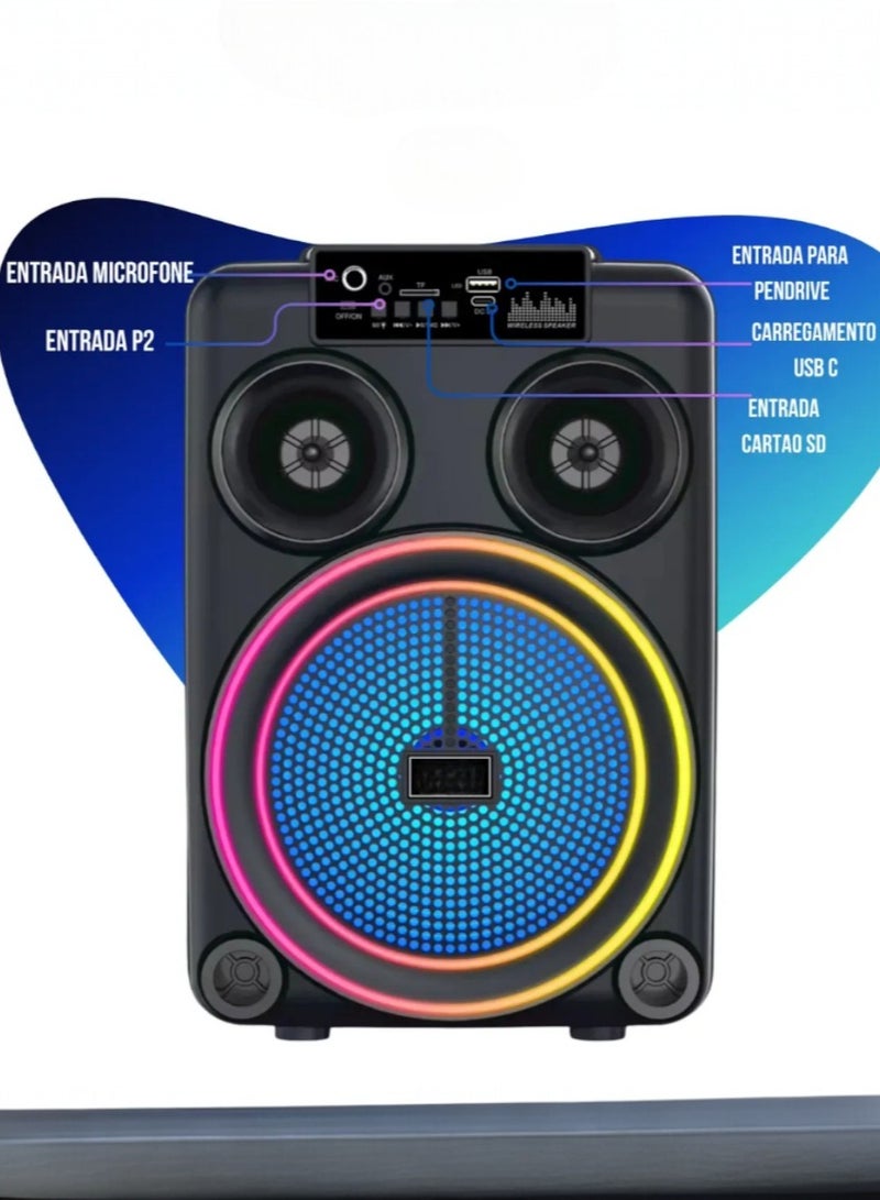 كراون مكبر صوت ملون محمول مزود بإضاءة LED ملونة مقاس 8 بوصات ومكبر صوت Barrel Audio 5.0 مزود ببلوتوث - Image 4