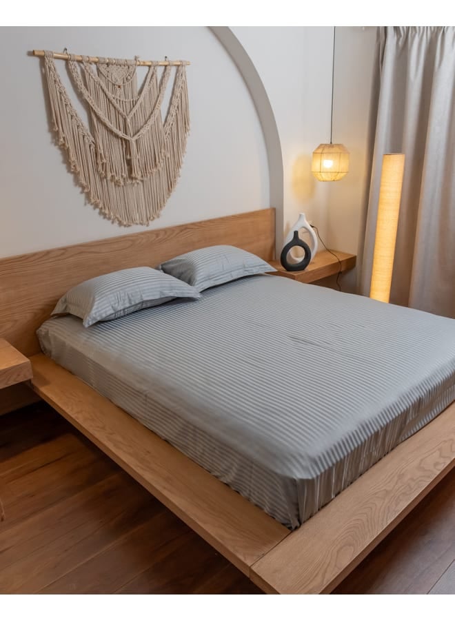 ب كومفورت  طقم ملاية أستك استرايب رمادي فاتح - Image 2