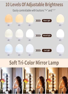 M MIAOYAN Vanity Mirror Light Kit, 10 Bulbs Hollywood Style LED Vanity Light with USB Cord, 3 Color Changes and 9 Levels of Brightness, Vanity Light for Vanity, Bathroom, Bedroom  - Image 3
