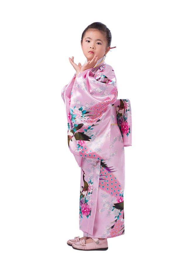 SHABILI Kids Girls Kimono Costume Polyester Peacock Print Cosplay Dress for Masquerade Performance and Photography - Image 2