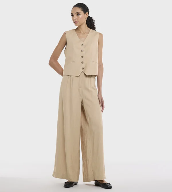 بي سي بي جي BCBG Linen Blend Plain Trousers
