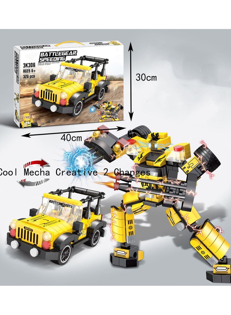 Yellow Racing Team 326 Piece Building Blocks Assembly Kit And Engineering Toy For Boys And Teens Good For Gift Giving - Image 2
