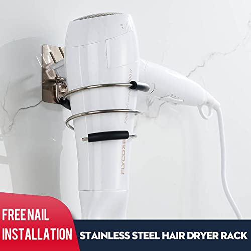 DHVSAM Hair Dryer Holder Wall Mount,Bathroom & Bedroom Hair Care Styling Tools Organizer for Flat Iron,Curling Wand,Hair Straightener (Silver1 Pcs) - Image 2