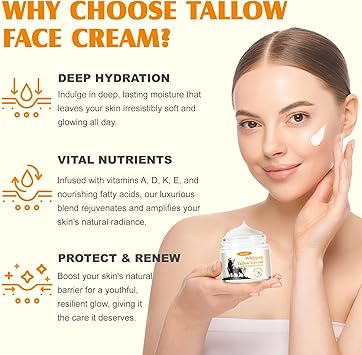 TailaiMei Whipped Beef Tallow Balm for SkinBeef Tallow Honey BalmBeef Tallow Cream for Face and BodyDeeply Nourishing Grass Fed Tallow Balm Moisturizing Skin Care Cream for Dry Skin21 OZ - Image 3