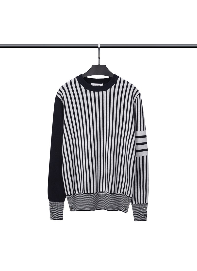 Generic - TB BROWIN Sweater Style out of Activity Explanation Right Reserved British Style Long Sleeve round Neck Knitted Wool Blend 8862 blue - Image 1