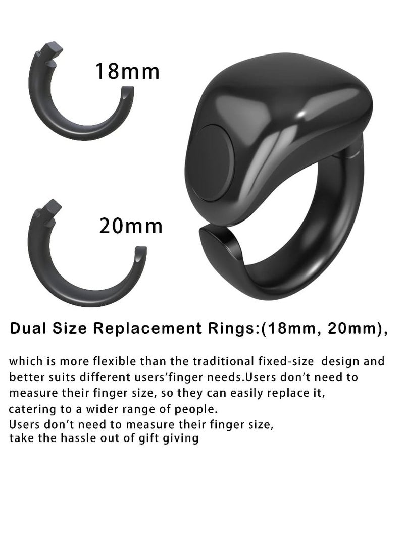 Smart Tasbih Ring18mm and 20mm Smart Ring Waterproof with Vibration Reminder Tasbih Counter and Bluetooth Connection and 5 Daily Prayer Reminders Black - Image 1