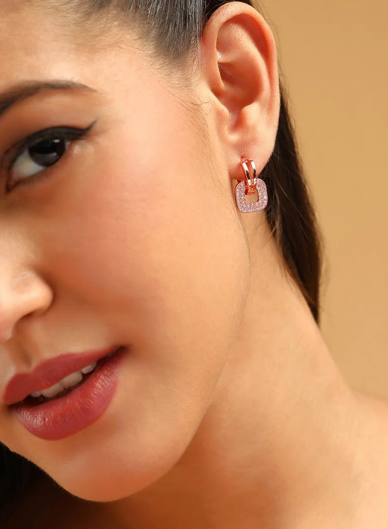 SOHI Stone Studded Contemporary Charm Huggie Artificial Hoop Earring Jewellery