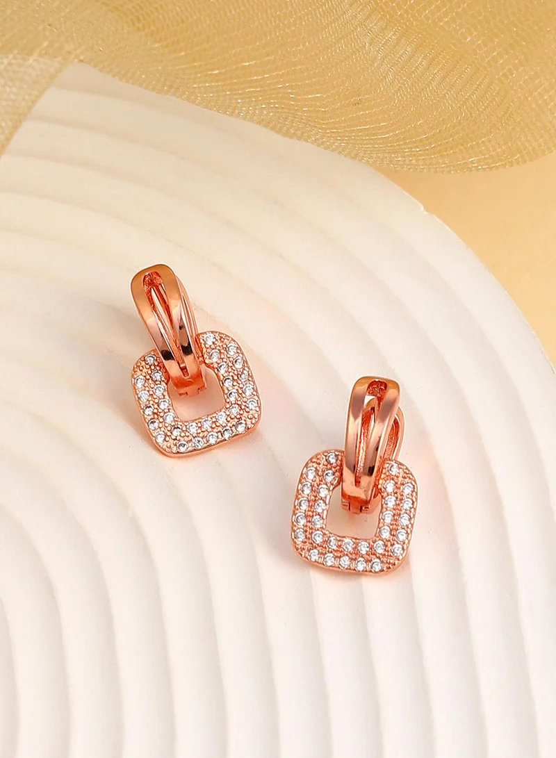 SOHI Stone Studded Contemporary Charm Huggie Artificial Hoop Earring Jewellery