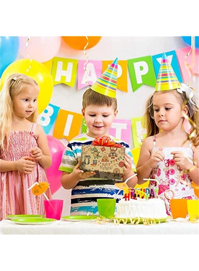 FYLX Happy Animals Dinosaur Party Birthday  Wrap Paper 6 Sheets of 20x28 inches per Sheet Kraft Design - Image 5