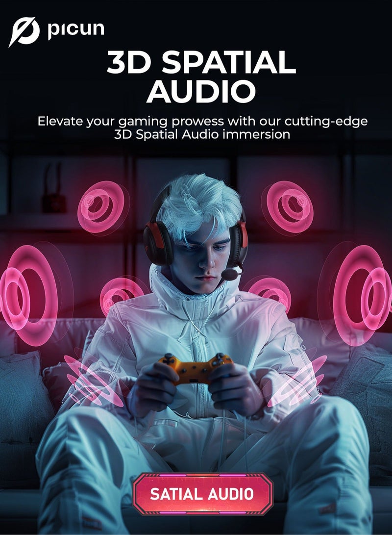 Picun G3 Wireless Gaming Headset 2.4GHz/3.5mm Wired/Bluetooth ENC Noise Canceling Mic Wireless Headset for PS5, PC, PS4, Mac, Switch - Image 4