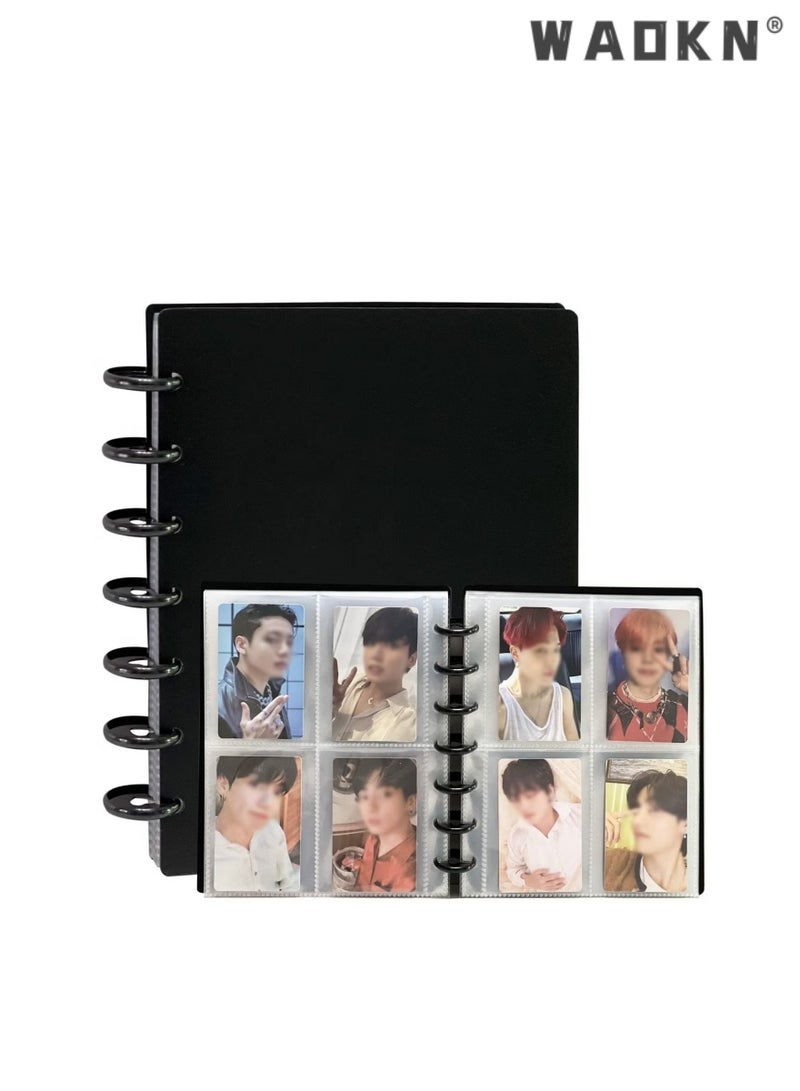 دبليو أيه أو كي أن 20 صفحة بطاقة الألبوم أربعة قصر الشبكة DIY ألبوم الصور، ألبوم الصور فوتوكارد بيندرحامل كتاب بطاقة الأعمال فتاة نجمة مطاردة بطاقة الفطر هول بطاقة ألبوم الصور، بطاقة صغيرة ألبوم الكتاب، أسود - Image 1