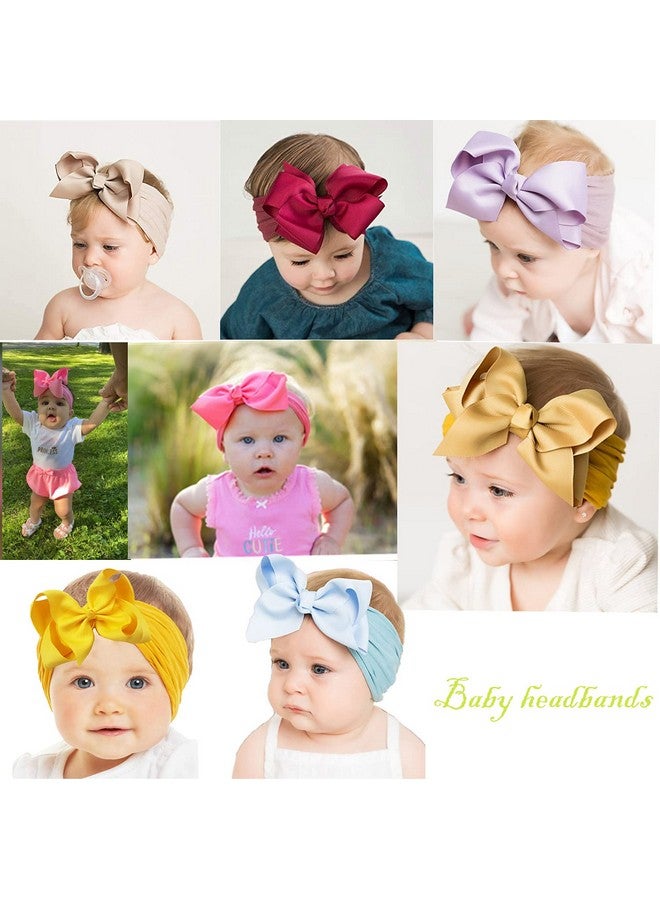 Yxiang 20Pcs Baby Bows Headbands 6" Big Newborns Bows Elastics Nylon Hairbands Ribbon Bow Hair Accessories For Newborns Infants Toddlers Kids - Image 3