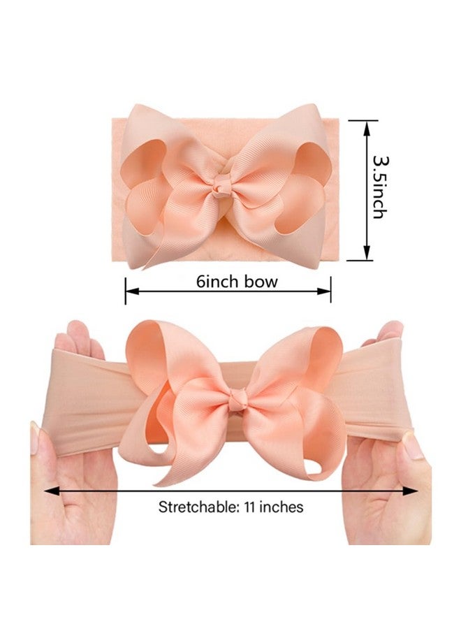 Yxiang 20Pcs Baby Bows Headbands 6" Big Newborns Bows Elastics Nylon Hairbands Ribbon Bow Hair Accessories For Newborns Infants Toddlers Kids - Image 5