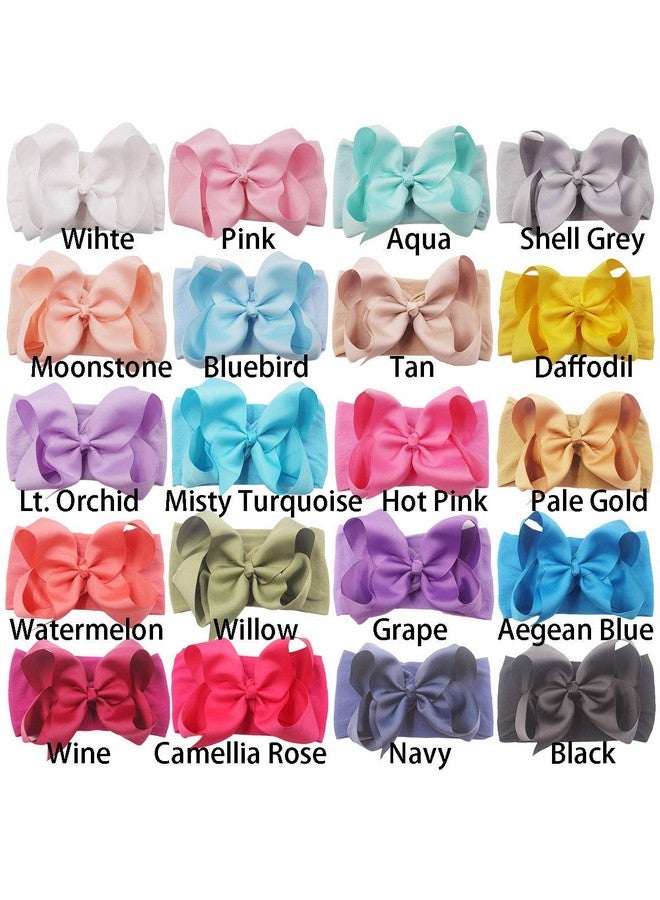 Yxiang 20Pcs Baby Bows Headbands 6" Big Newborns Bows Elastics Nylon Hairbands Ribbon Bow Hair Accessories For Newborns Infants Toddlers Kids - Image 2