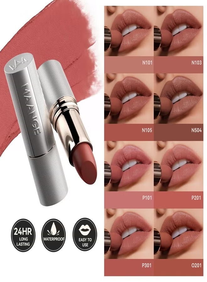MAANGE Lipstick, Matte Lipstick Long Lasting Transfer-Proof Waterproof & Hydrating Lip Makeup, Full Coverage for a Nourishing Pout,1 Count-N101 - Image 4