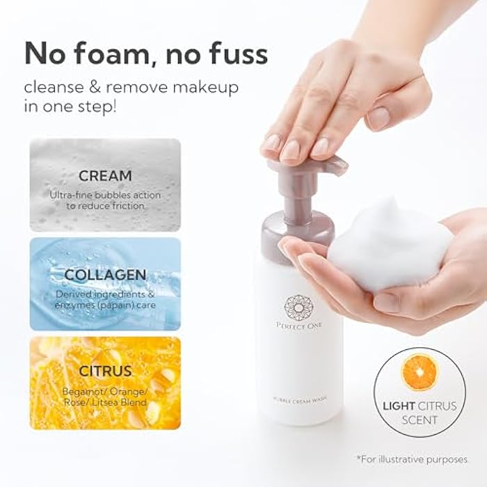 PERFECT ONE Bubble Cream Face Wash, Gentle Foaming Facial Cleanser with Ultra-Fine Microbubbles, Hydrating Facewash and Makeup Remover, Gentle Formula for All Skin Types – 7.01 fl oz - Image 2