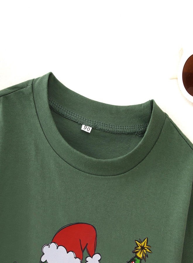 KEKEMI Toddler Boys Merry Christmas Shirts Christmas Tractor Long Sleeve T-Shirt Retro Xmas Tees Holiday Tops Festive Outfit(Green,5-6T) - Image 5