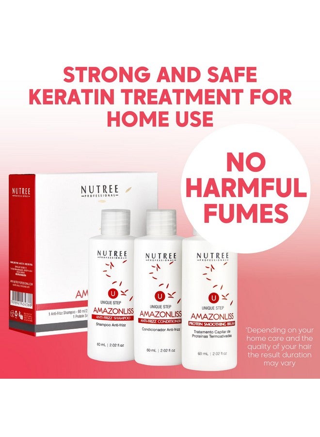 Amazonliss Brazilian Keratin Smoothing Treatment Blowout Straightening System For Dry And Damaged Hair Threestep Protein Hair Treatment Formaldehyde Free(Shampoo Conditioner And Keratin Each 2.02 Fl Oz) - Image 3