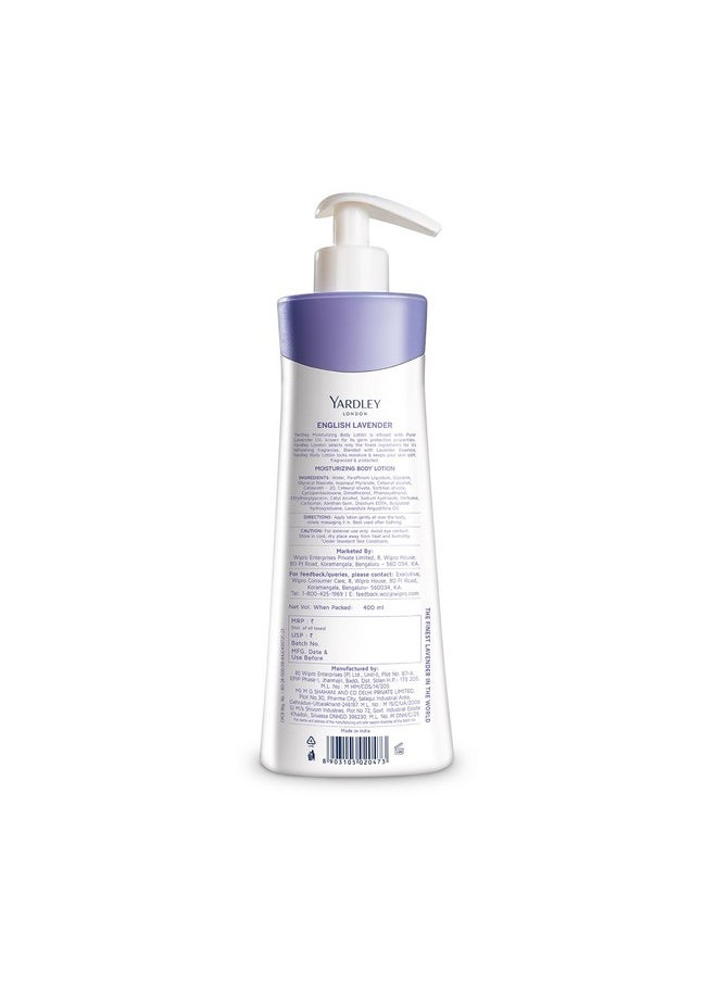 Yardley London English Lavender Moisturizing Body Lotion With Germ Shield| Infused With Lavender Oil| Daily Use Hand & Body Lotion With Natural Floral Extracts For Women| 400Ml  - Image 2