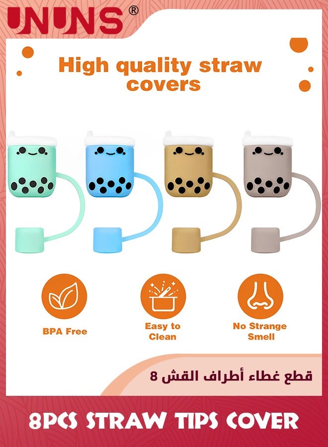 UNUNS 8PCS Straw Cover Cap For Stanely Cup,0.4Inches Cute Bubble Tea Drinking Straw Cover,Silicone Dust-Proof Straw Protector Topper Stanley Accessories  - Image 4