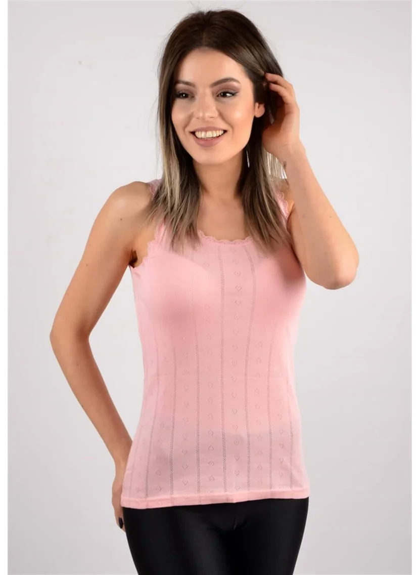 Tutku 3 Pack Jacquard Wide Strap Patterned Women's Undershirt