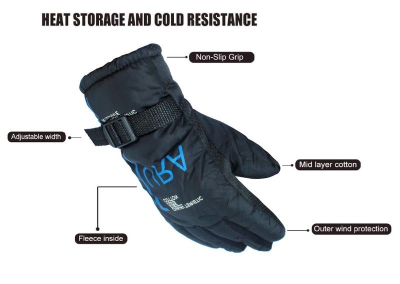 Alexvyan Anti Slip (Inside Fleece) Snow and Wind Proof Soft Warm Winter Gloves for Riding, Cycling, Byke, Bike, Motorcycle for Gents Men Boy (Blue) - Image 4