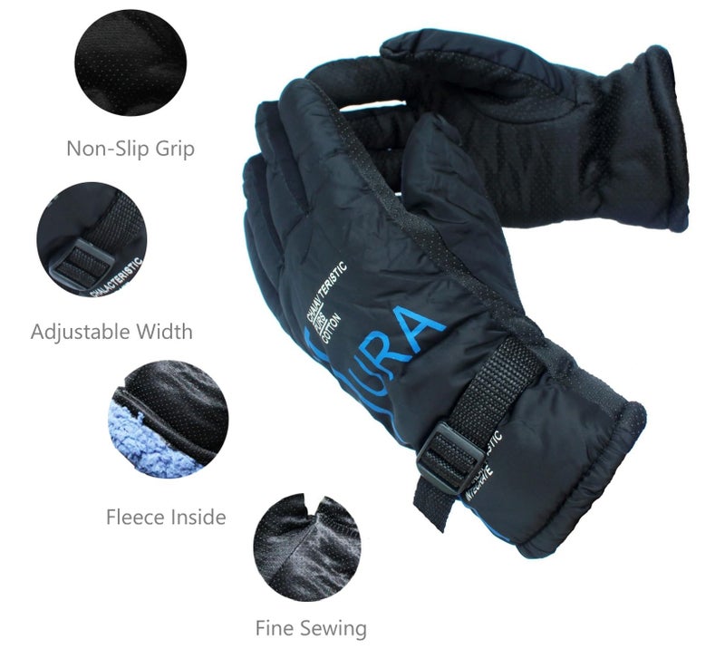 Alexvyan Anti Slip (Inside Fleece) Snow and Wind Proof Soft Warm Winter Gloves for Riding, Cycling, Byke, Bike, Motorcycle for Gents Men Boy (Blue) - Image 3