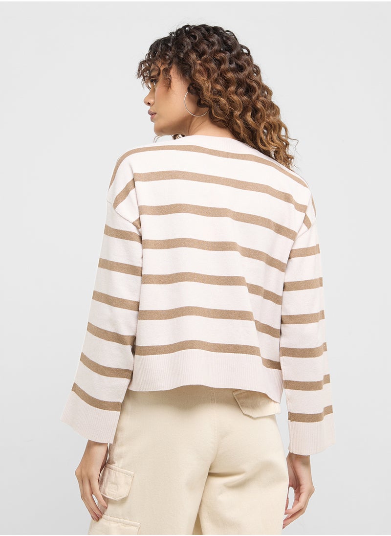 ONLY - Stripes Button Down Cardigan - Image 1