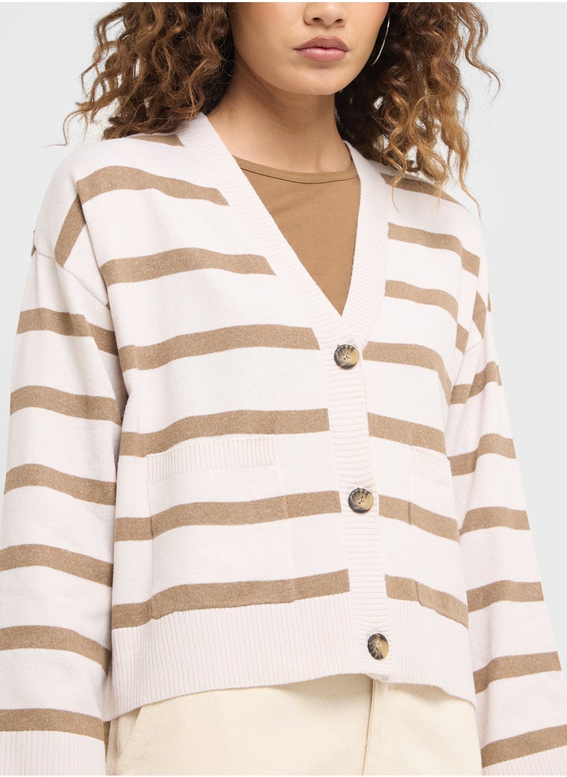 ONLY - Stripes Button Down Cardigan - Image 1