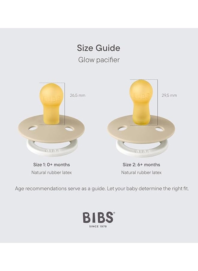 BIBS Colour Anatomical Pacifier 2-Pack Size 1 Latex – Blush GLOW / Vanilla GLOW (0-6 Months) - Image 3